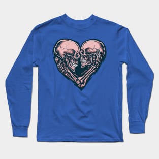 Skull Couple Heart Illustration Long Sleeve T-Shirt